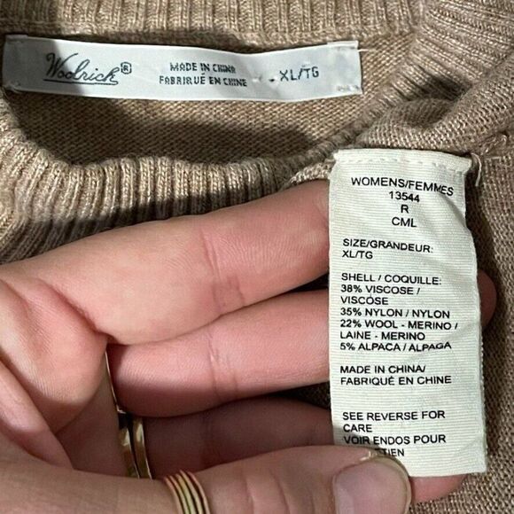 Woolrich Womens Wool Blend Fair Isle Brown Red Lightweight Sweater Sz XL - Picture 2 of 8